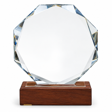 GALVANO CRISTAL CON BASE DE MADERA 626-1